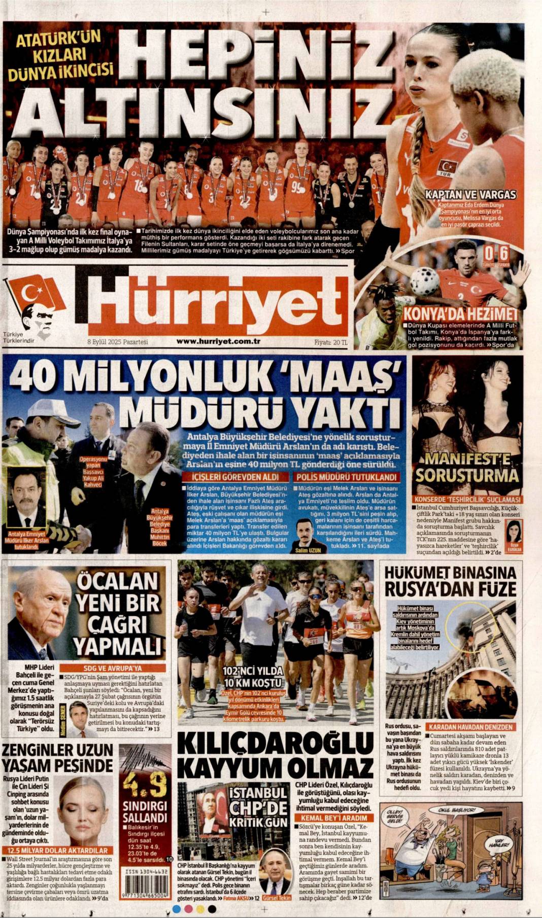 40 Milyonluk 'maaş' müdürü yaktı: 8 Eylül 2025 Pazartesi, güncel gazete manşetleri... 11